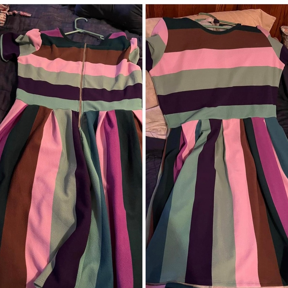 Lularoe Striped colorful dress . Fitted size 2xl nice dress